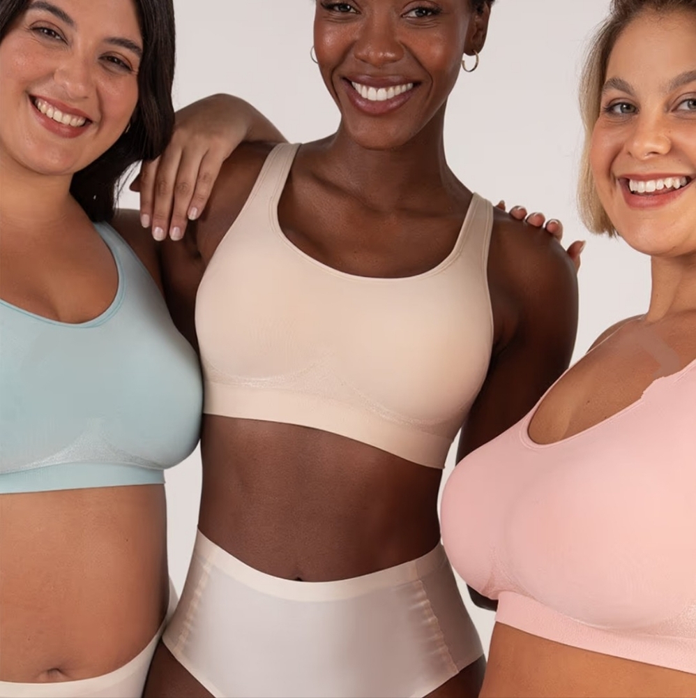 Seamless Comfort Bra - Cream and Blue